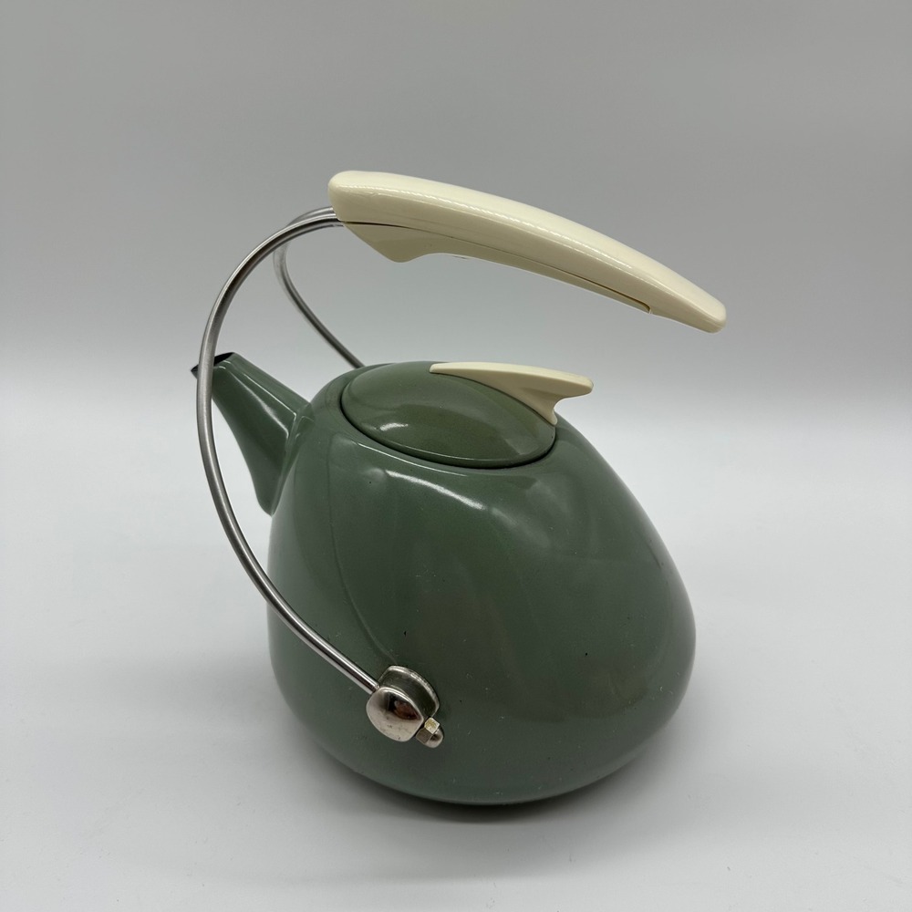 MCM Noritake Colorwave Teakettle Sage Green Tea Kettle Atomic Look Vintage